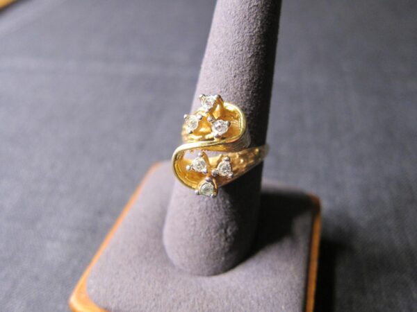 Beautiful cocktail ring swirl gold tone with CZs marked CCL? large cluster 7.25 - Image 2