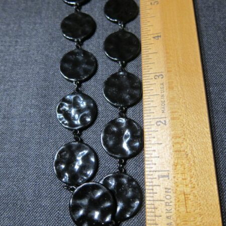 Chico's 40" long black hammered coin single strand necklace NICE!