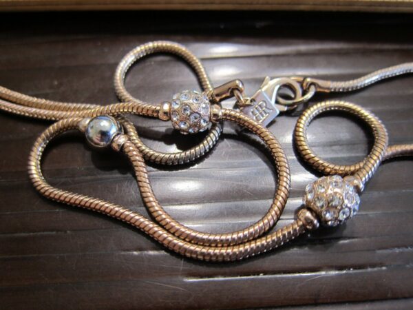 Banana Republic Rose Gold serpentine necklace w/rhinestones silver balls 34" - Image 4