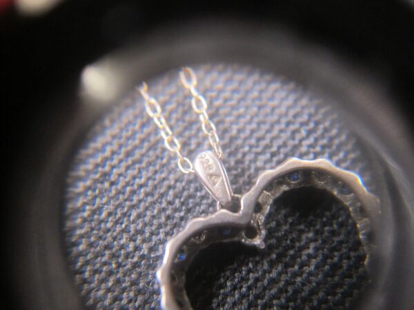 Beautiful sterling silver w/white & blue spinel stones heart pendant necklace 18 - Image 5