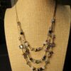 Beautiful multi-tier delicate gold tone chain necklace blue gold AB glass beads