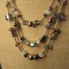 Beautiful multi-tier delicate gold tone chain necklace blue gold AB glass beads - Image 2