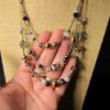 Beautiful multi-tier delicate gold tone chain necklace blue gold AB glass beads - Image 4