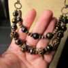 Beautiful Brutalist style copper tone beaded necklace gorgeous textured links - Image 3