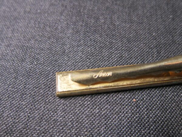 Nice deco vintage tie clip pin tack with pink and black enamel and brass Anson - Image 3