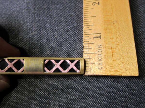 Nice deco vintage tie clip pin tack with pink and black enamel and brass Anson - Image 6
