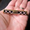 Nice deco vintage tie clip pin tack with pink and black enamel and brass Anson - Image 7