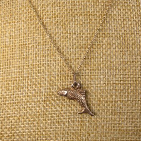 Gorgeous finely detailed sterling silver fish pendant necklace 18" 925 Italy