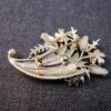 Vintage Beatrix pin brooch spring tulip & daisy flower basket cornucopia 1960's - Image 3