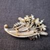 Vintage Beatrix pin brooch spring tulip & daisy flower basket cornucopia 1960's - Image 4