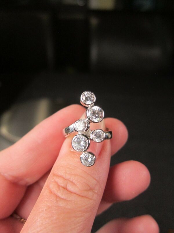 Gorgeous clear CZ stone sterling silver cocktail ring size 5 - Image 6