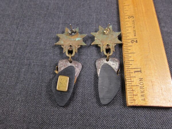 Gorgeous modernist brutalist earrings Elements by Jill Schwartz mixed metals - Image 2