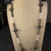 Beautiful well-made heavy 28" necklace clear glass & gunmetal wire wrapped beads