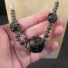 Beautiful well-made heavy 28" necklace clear glass & gunmetal wire wrapped beads - Image 2