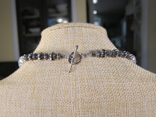 Beautiful well-made heavy 28" necklace clear glass & gunmetal wire wrapped beads - Image 3