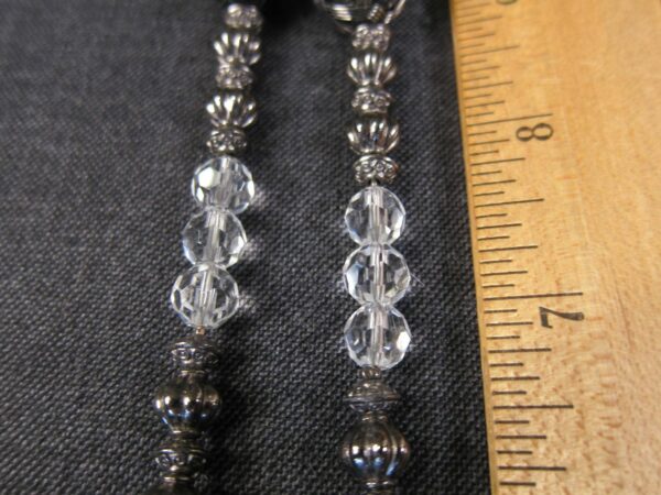 Beautiful well-made heavy 28" necklace clear glass & gunmetal wire wrapped beads - Image 6
