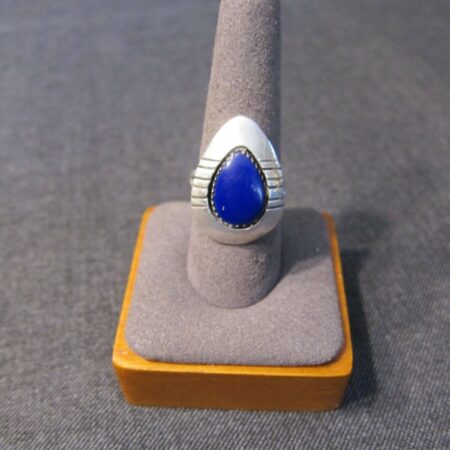 Gorgeous mid-century modern sterling silver and lapis big cocktail ring 50's 8