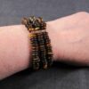 Gorgeous three strand stretch bracelet polished tiger's eye stone discs rounds - Image 2