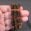 Gorgeous three strand stretch bracelet polished tiger's eye stone discs rounds - Image 3