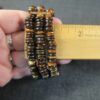 Gorgeous three strand stretch bracelet polished tiger's eye stone discs rounds - Image 5