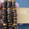 Gorgeous three strand stretch bracelet polished tiger's eye stone discs rounds - Image 6