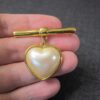Very pretty vintage Monet dangling heart faux pearl two-piece bar brooch medal - Image 3