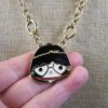 Cute 'Miss Marc' Marc Jacobs gold-tone chain necklace 20" girl w/glasses pendant