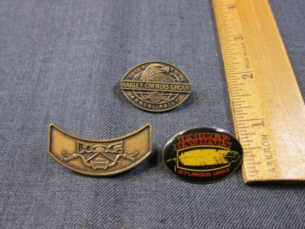 Set of 3 Harley Davidson motorcycle rally pins Sturgis 1993 1994 - Image 2