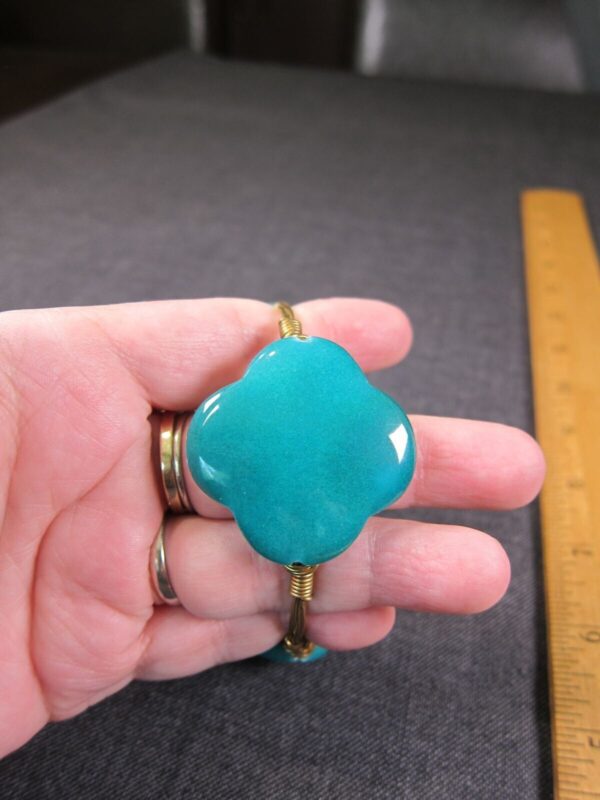 Beautiful teal green stones (test as jade) wire wrap bracelet Bourbon & Bowties - Image 3