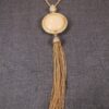 Beautiful reversible Vintage tassel drop necklace gold tone & green/yellow 33" - Image 2