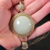 Beautiful reversible Vintage tassel drop necklace gold tone & green/yellow 33" - Image 7