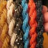 Beautiful iridescent 10 multi-strand coral glass seed bead 22" necklace - Image 7