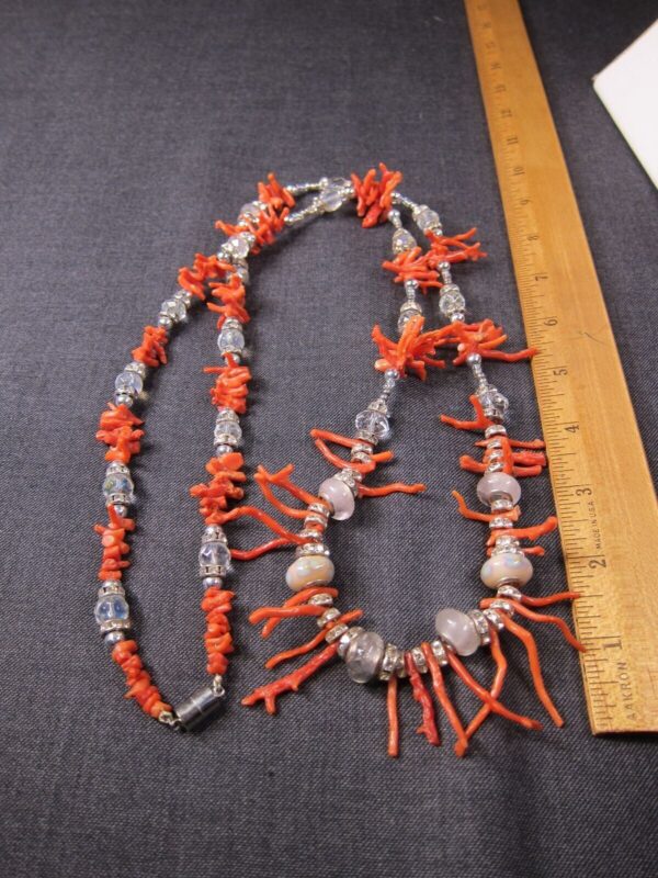 Beautiful unusual orange branch coral beaded necklace 40" long - Image 4