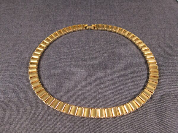 Vintage Monet gold tone & red enamel panels 15" choker necklace Egyptian revival - Image 3