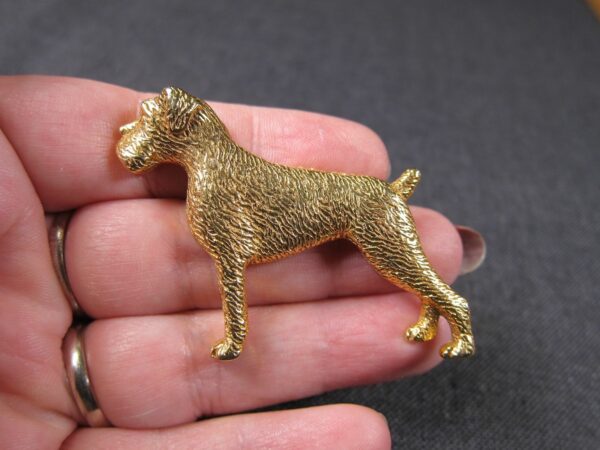 Lovely vintage gold-tone dog brooch pin terrier or Schnauzer? dog 2.25" long