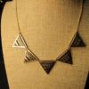 Gorgeous gold tone black rhinestone tribal triangles statement necklace 18" - Image 2