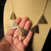 Gorgeous gold tone black rhinestone tribal triangles statement necklace 18" - Image 4