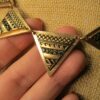 Gorgeous gold tone black rhinestone tribal triangles statement necklace 18" - Image 5