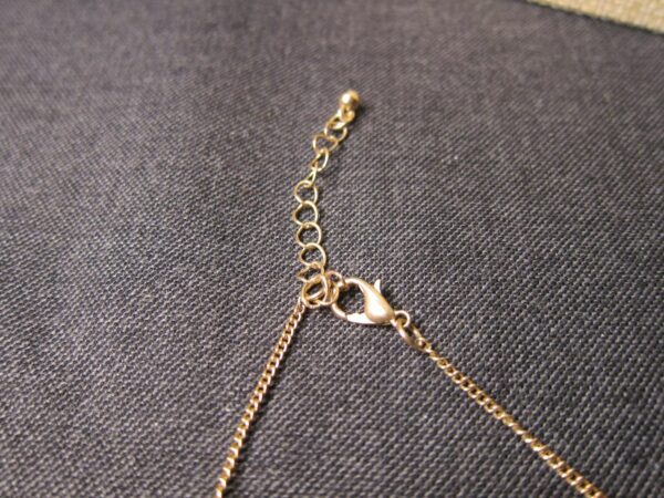 Gorgeous gold tone black rhinestone tribal triangles statement necklace 18" - Image 7