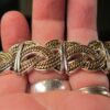 Vintage Monet mixed metals stretch panel bangle bracelet silver gold tone
