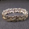 Vintage Monet mixed metals stretch panel bangle bracelet silver gold tone - Image 4