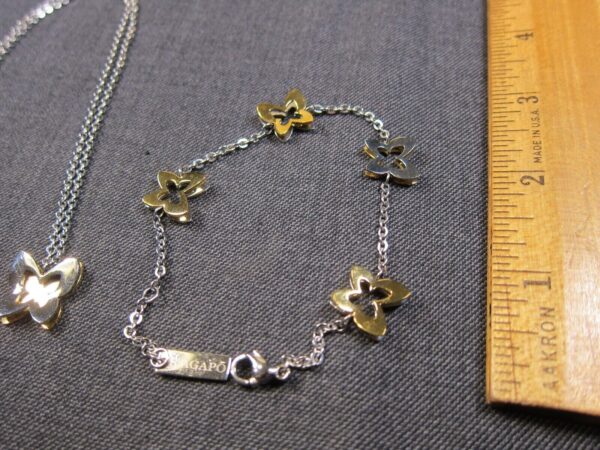 Beautiful S'Agapo Italy mixed metals butterfly bracelet necklace set stainless - Image 4