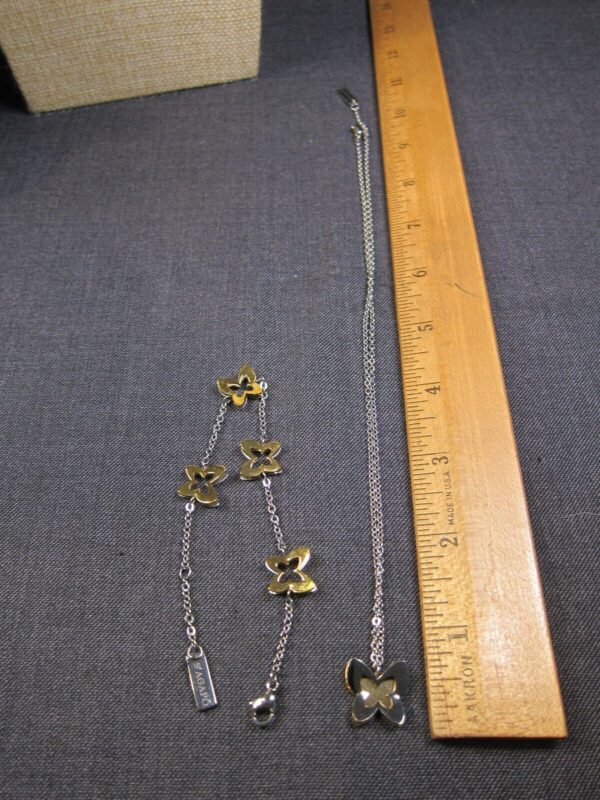 Beautiful S'Agapo Italy mixed metals butterfly bracelet necklace set stainless - Image 6