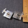 Gorgeous large sterling silver shiny black tourmaline vintage men's cufflinks - Image 4