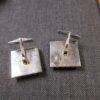 Gorgeous large sterling silver shiny black tourmaline vintage men's cufflinks - Image 8