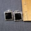 Gorgeous large sterling silver shiny black tourmaline vintage men's cufflinks - Image 10