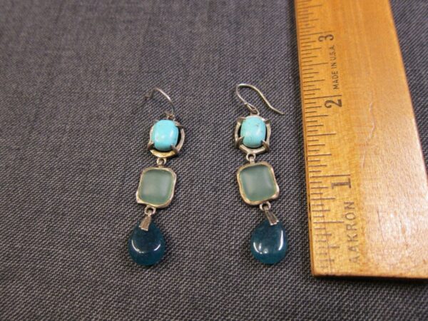 Beautiful Silpada blue/green turquoise glass quartzite sterling dangle earrings