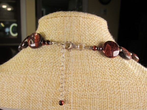 Wow! Stunning sterling silver & Ox Eye (red-brown tiger's eye) necklace SX 925 - Image 3