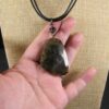 Gorgeous Chico's necklace black leather cord huge green stone w/inclusions - Image 2