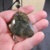 Gorgeous Chico's necklace black leather cord huge green stone w/inclusions - Image 5